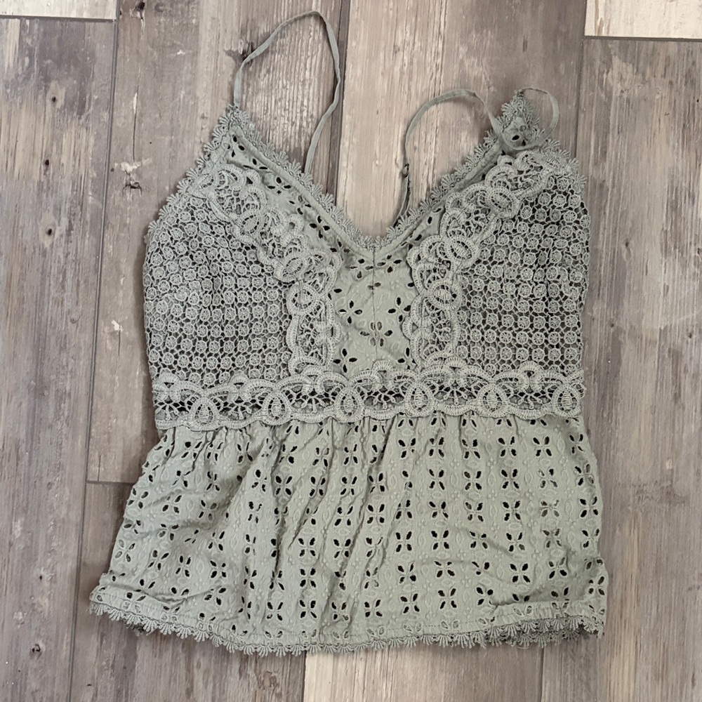 Abercrombie & Fitch Lace Camisole in Soft Green